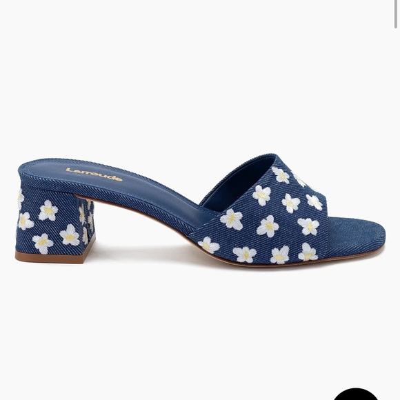 Larroudé Brigitte Mules with Floral Embroidery - Picture 1 of 2